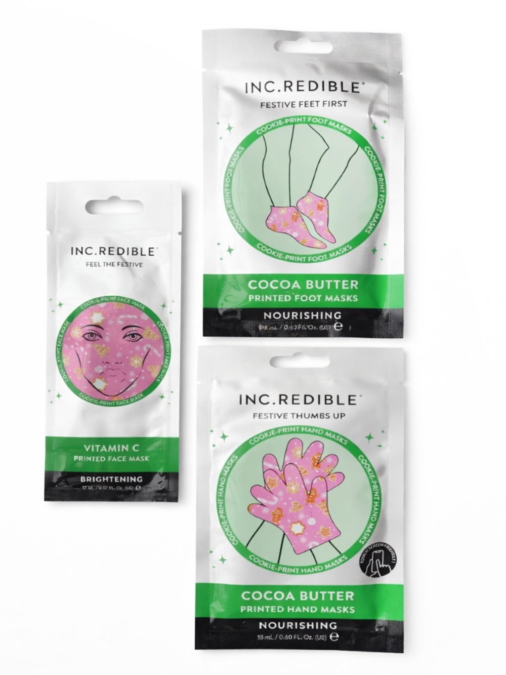✨ NWT INC.redible Holiday Masking Bundle | Festive Feet, Hands & Face! ✨